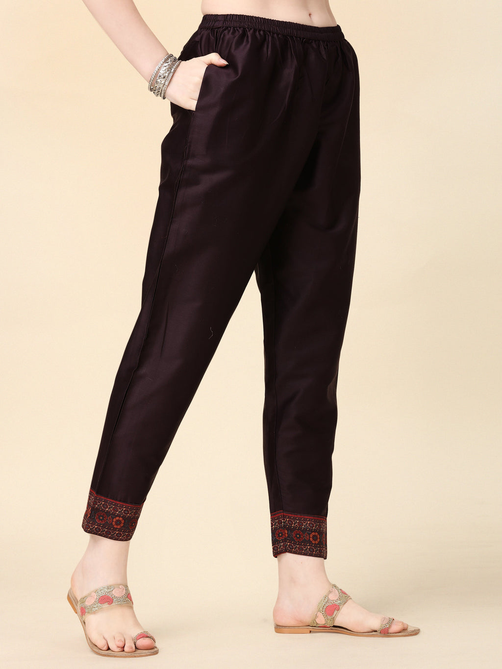 Multicolor Hand Embroidered Rayon Kurta Set with Pant and Dupatta