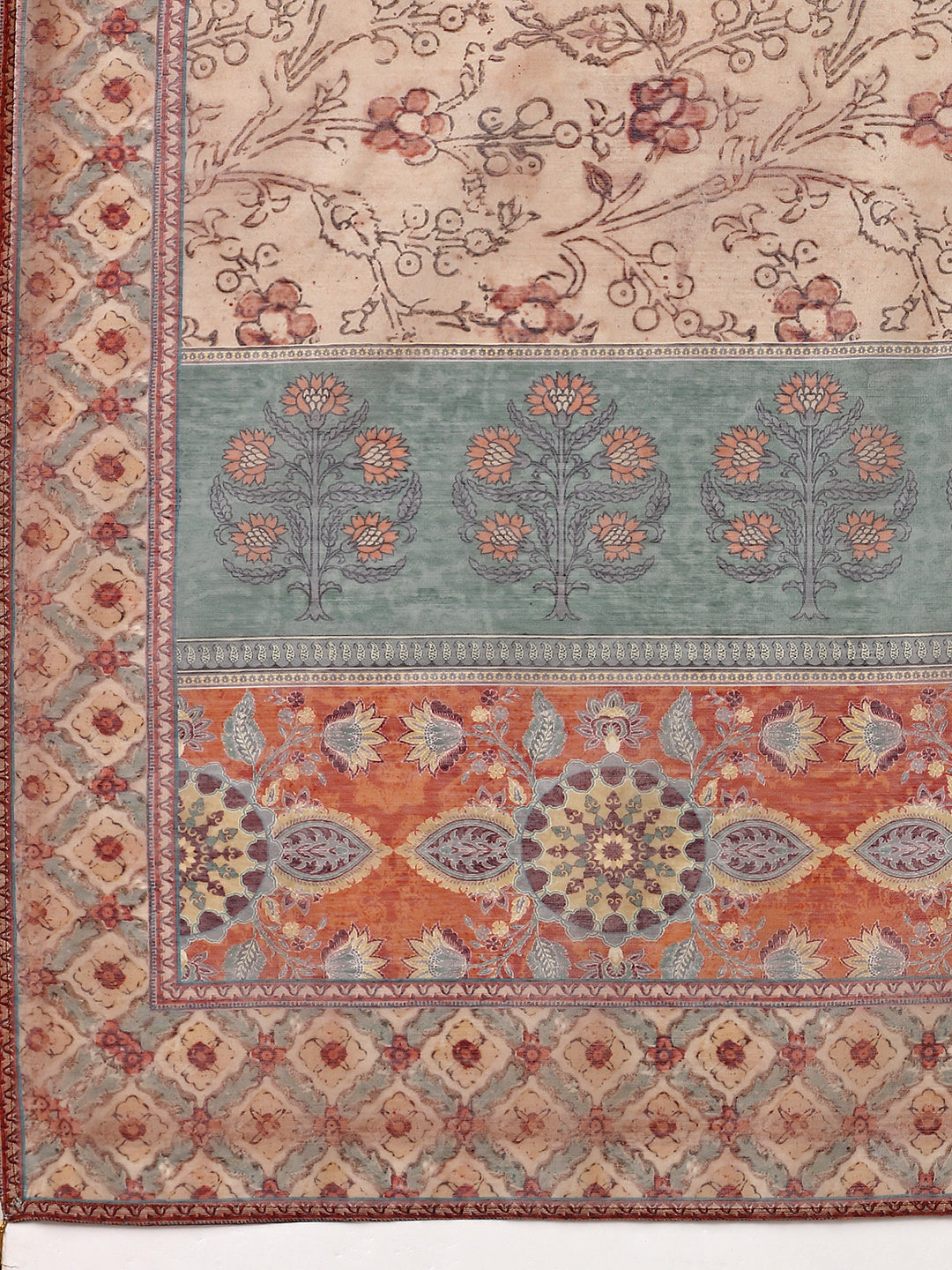 Multicolor Printed & Hand Embroidered Rayon Kurta Pant Set