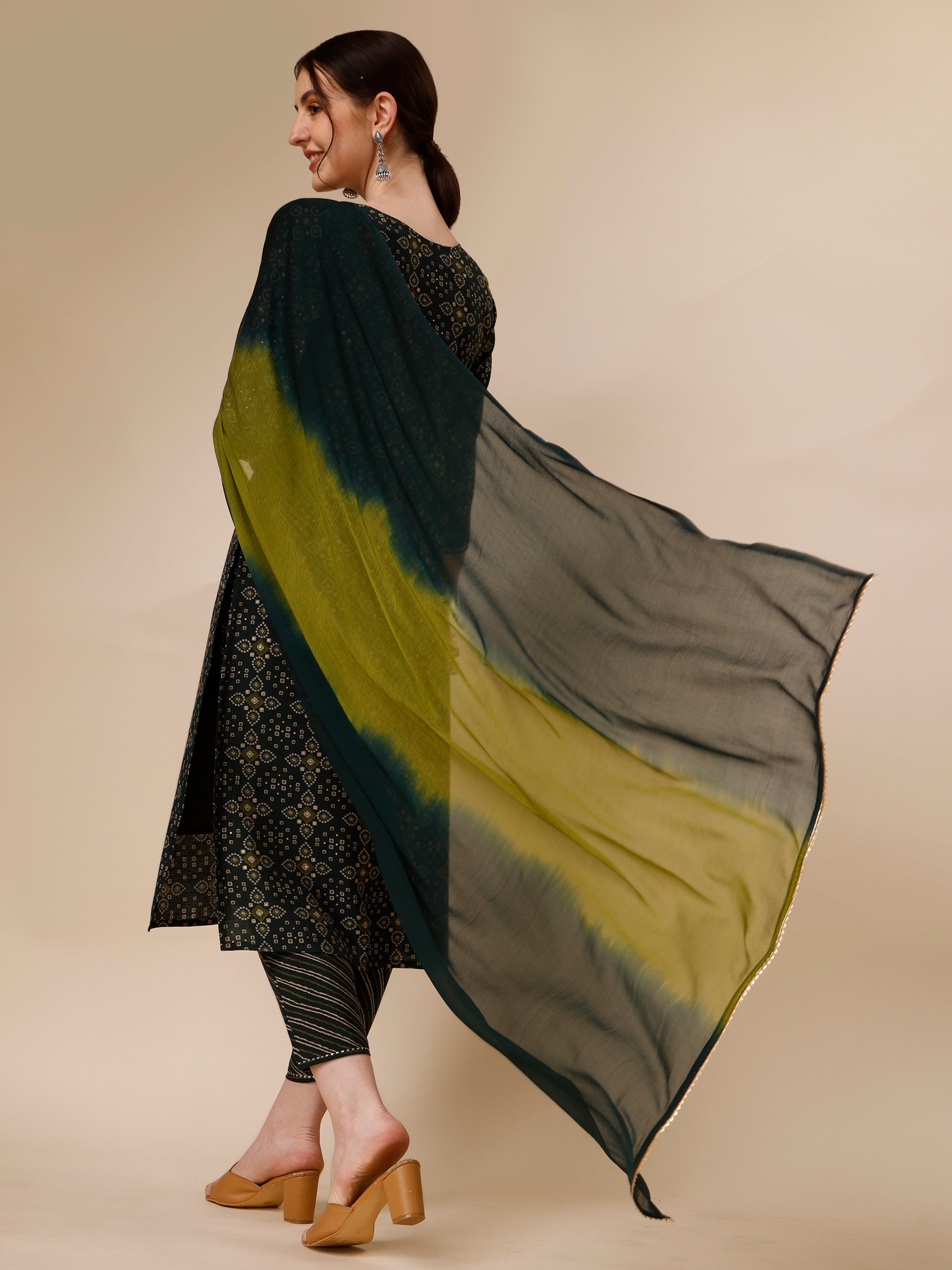 Ethnic Motif Embroidered Rayon Kurta with Pant and Dupatta Set