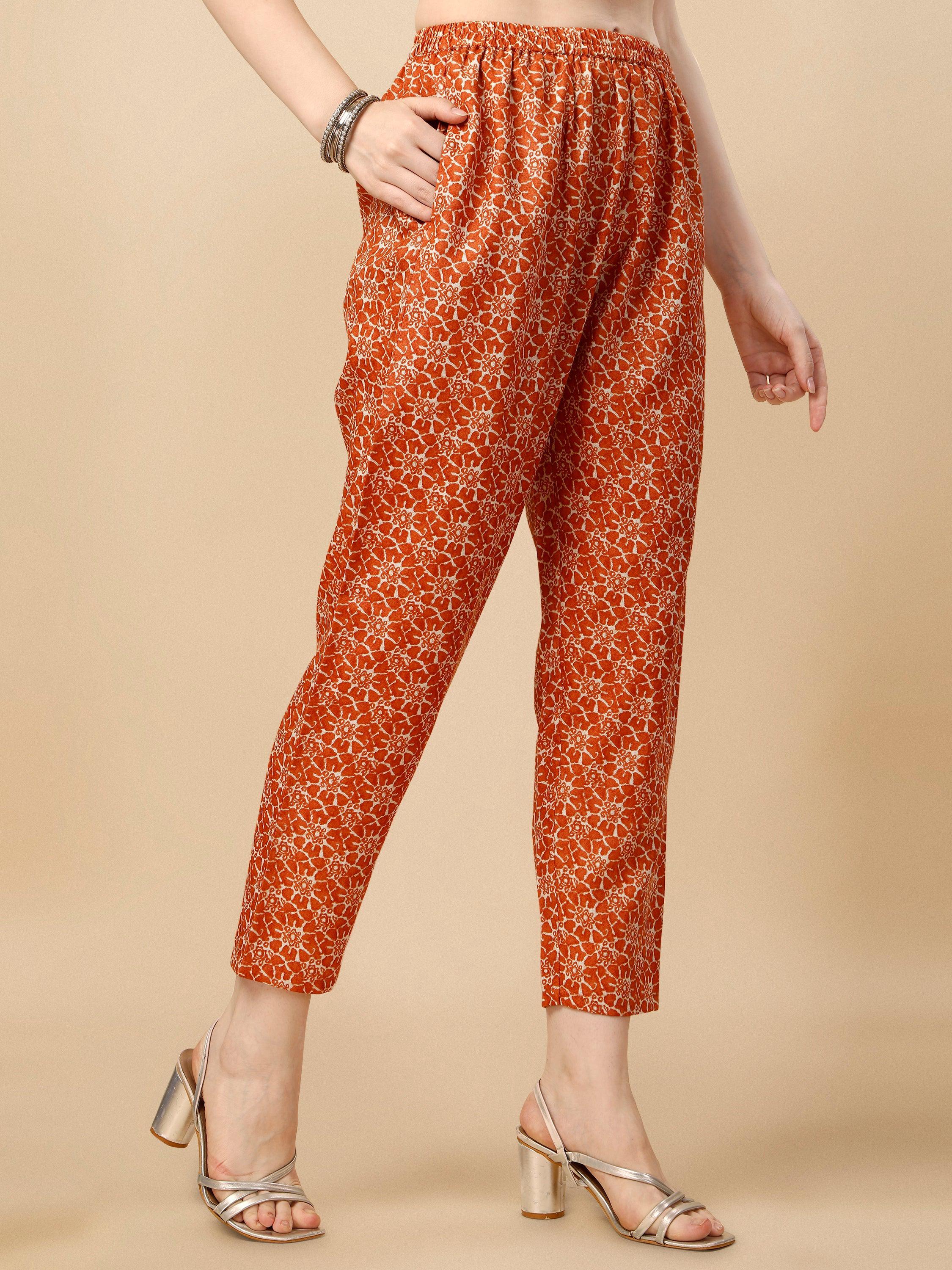 Multicolor Printed Kurta with Pant and Dupatta Set in Rayon