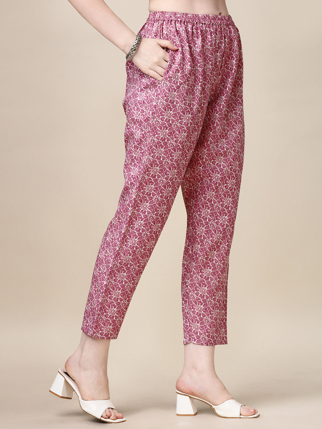 Multicolor Printed Rayon Kurta Set with Pant and Dupatta