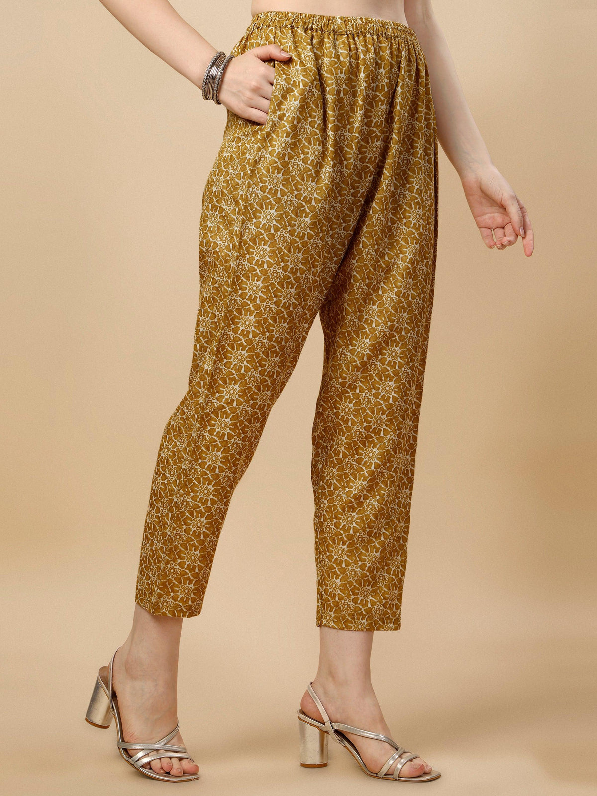 Multicolor Printed Kurta with Pant and Dupatta Set in Rayon