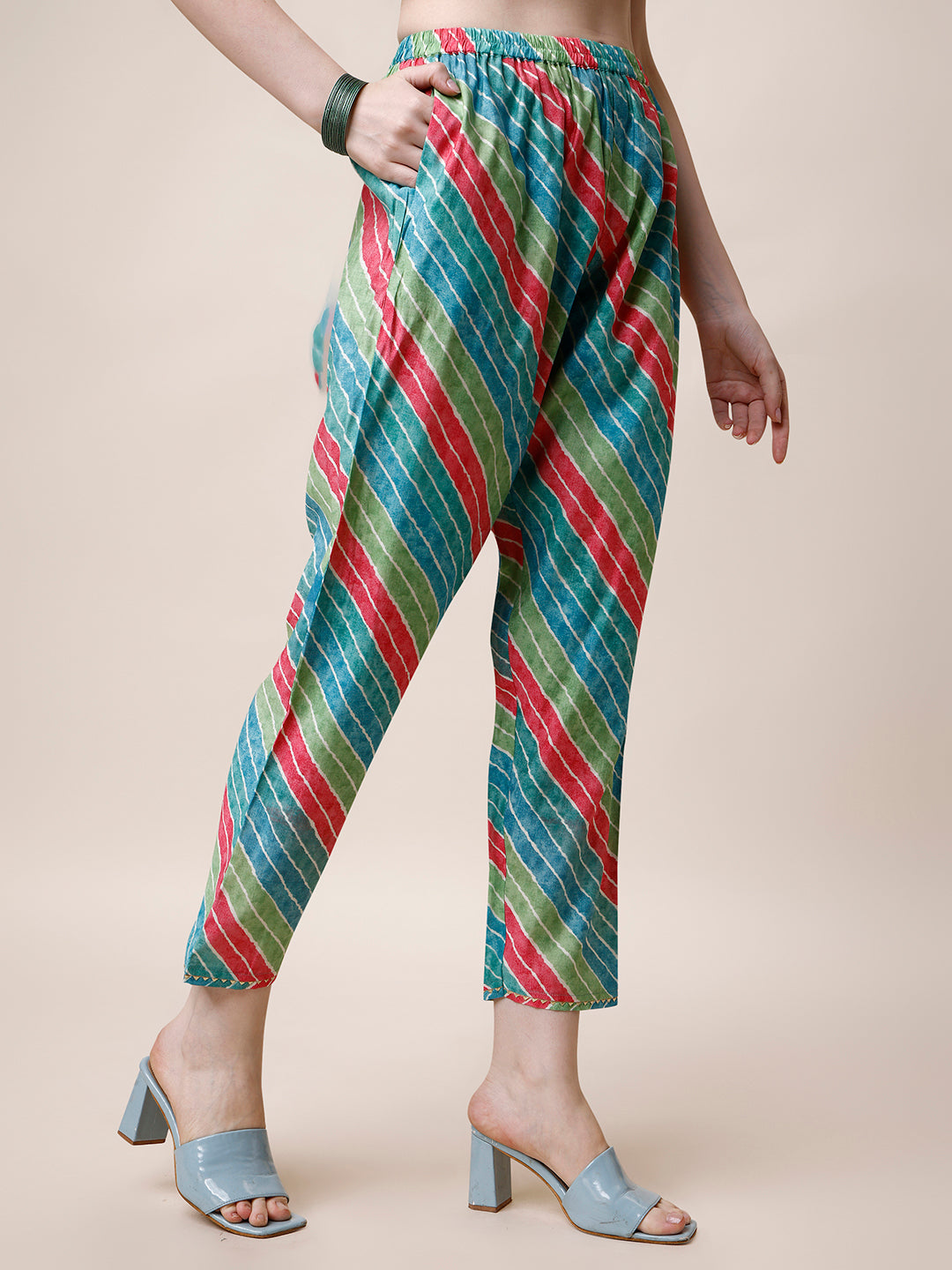 Multicolor Ethnic Motif Printed Embroidered Kurta Set with Dupatta