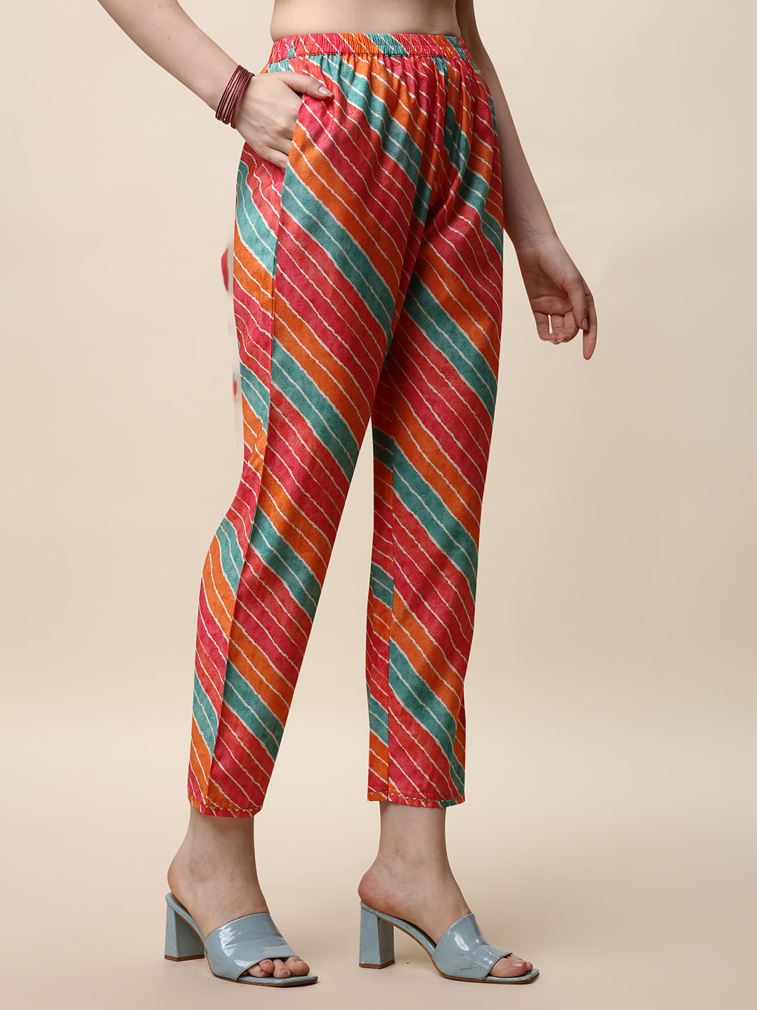 Multicolor Ethnic Motif Printed & Embroidered Kurta Set with Dupatta