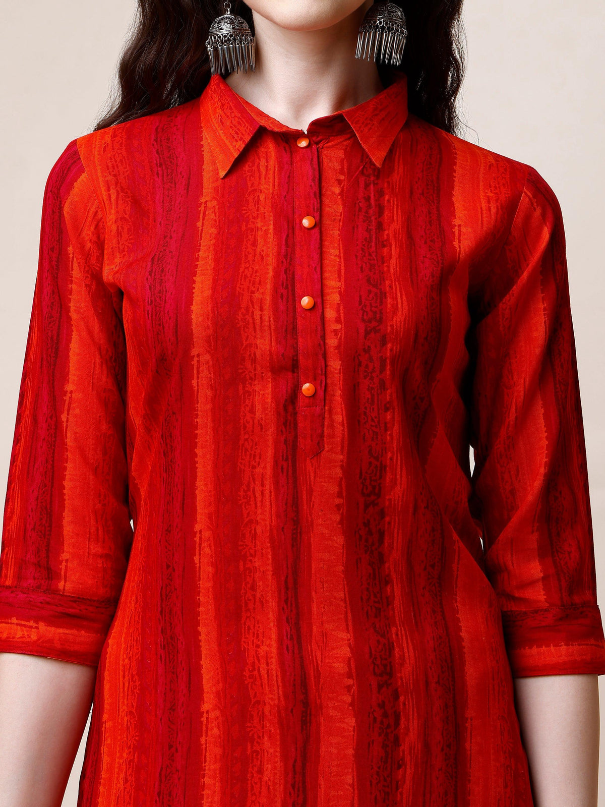 Multicolor Rayon Kurta Set with 3/4 Sleeves for Women