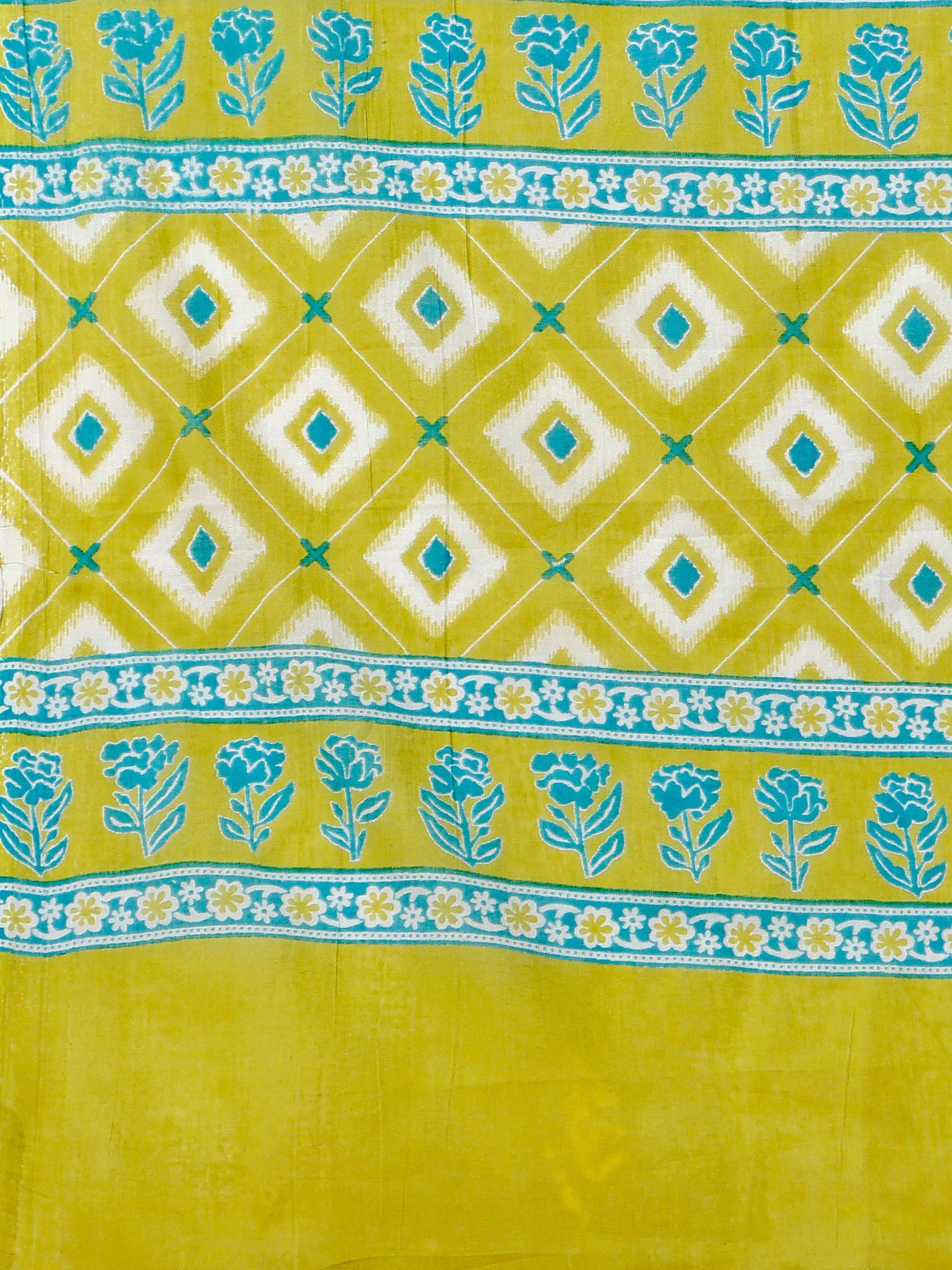 Multicolor Block Printed Kurta Set with Pant and Dupatta