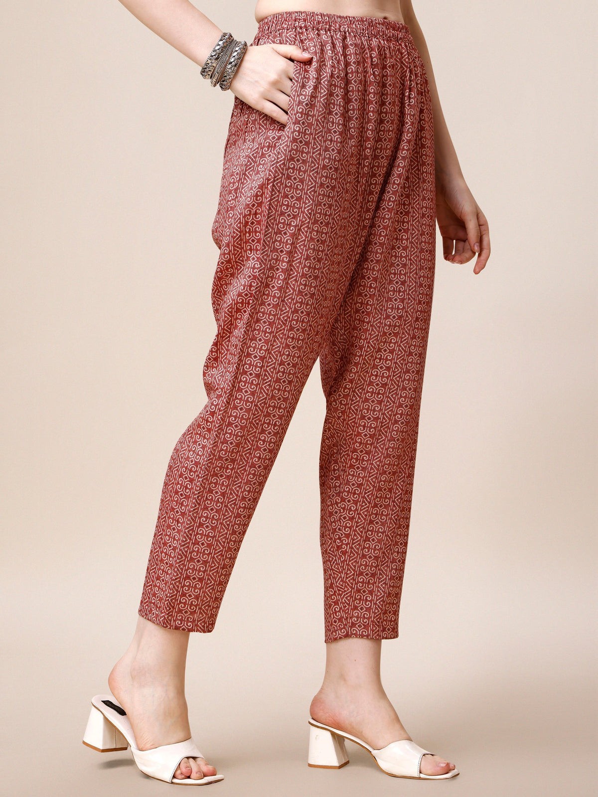 Multicolor Printed Rayon Kurta with Pant and Dupatta Set