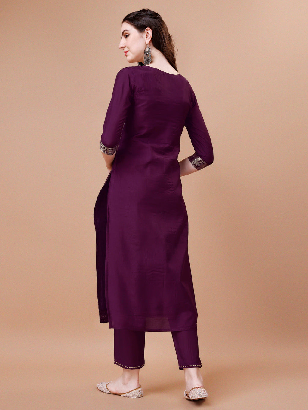 Multicolor Pure Muslin Banarasi Jacquard Kurta with Trousers & Dupatta