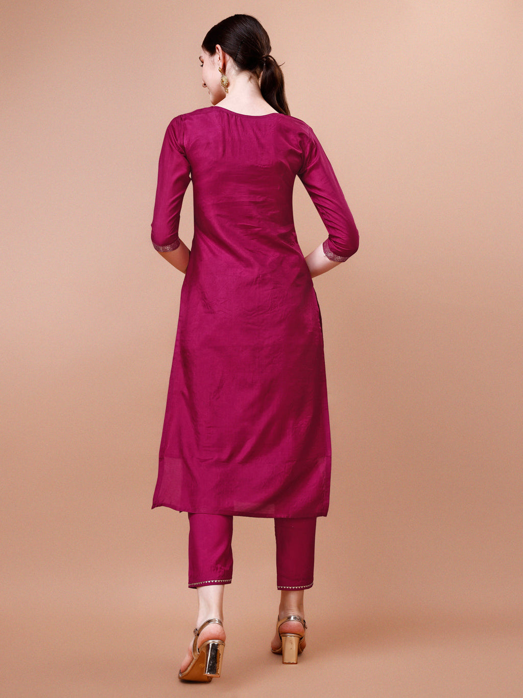Multicolor Pure Muslin Jacquard Kurta Set with Pant and Dupatta