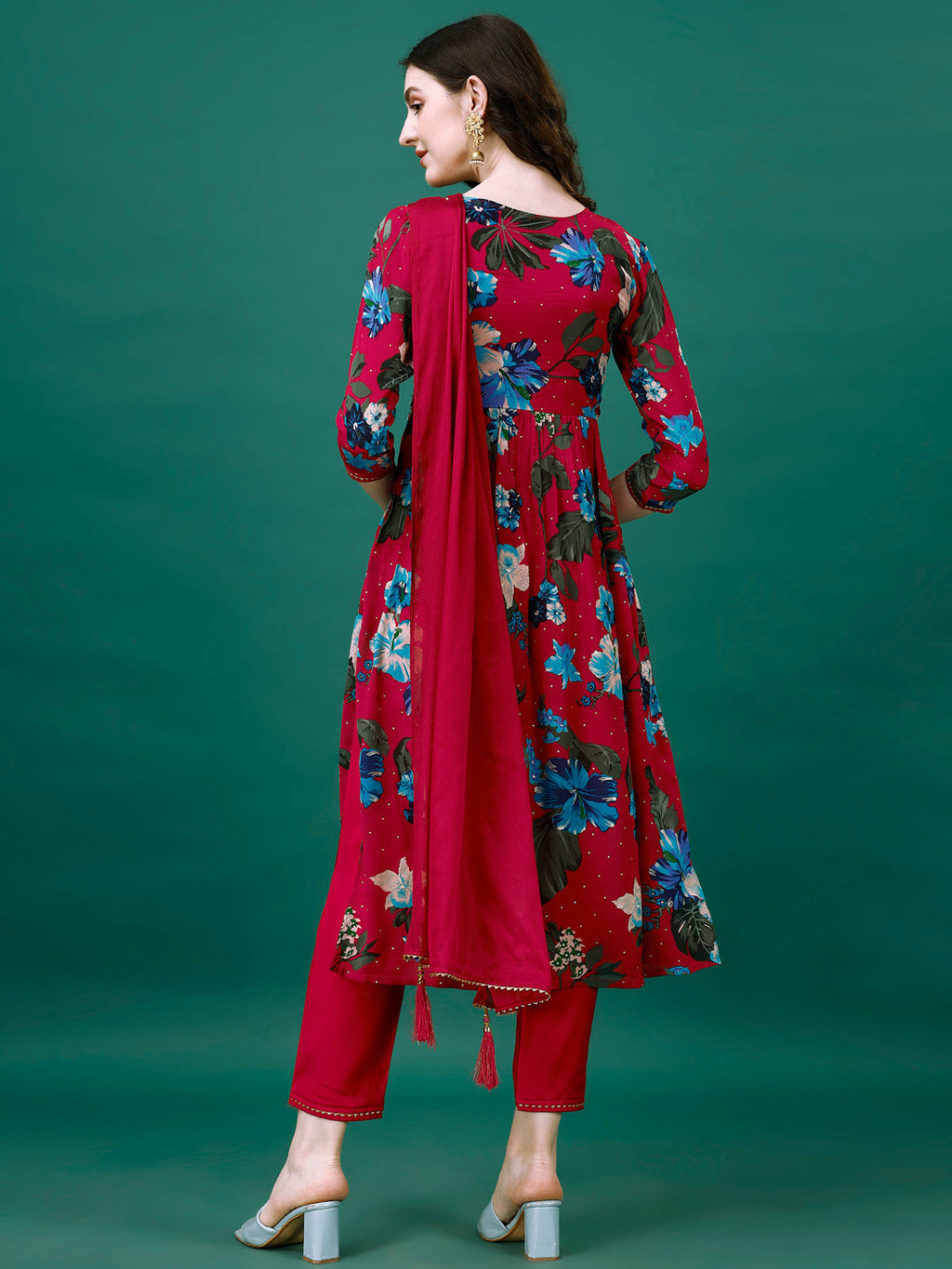 Alia Cut Printed Chinon Kurta Set with Hand Embroidery