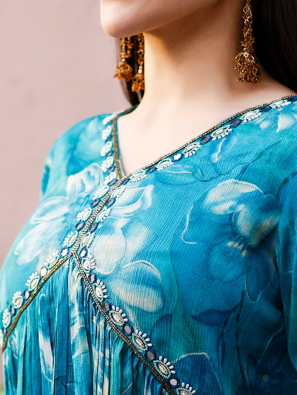 Alia Cut Hand Embroidered Floral Kurta Set with Pant and Dupatta