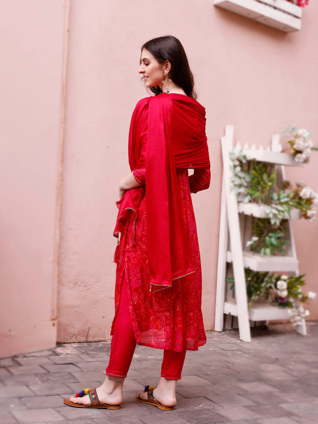 Alia Cut Hand Embroidered Floral Kurta Set with Pant and Dupatta