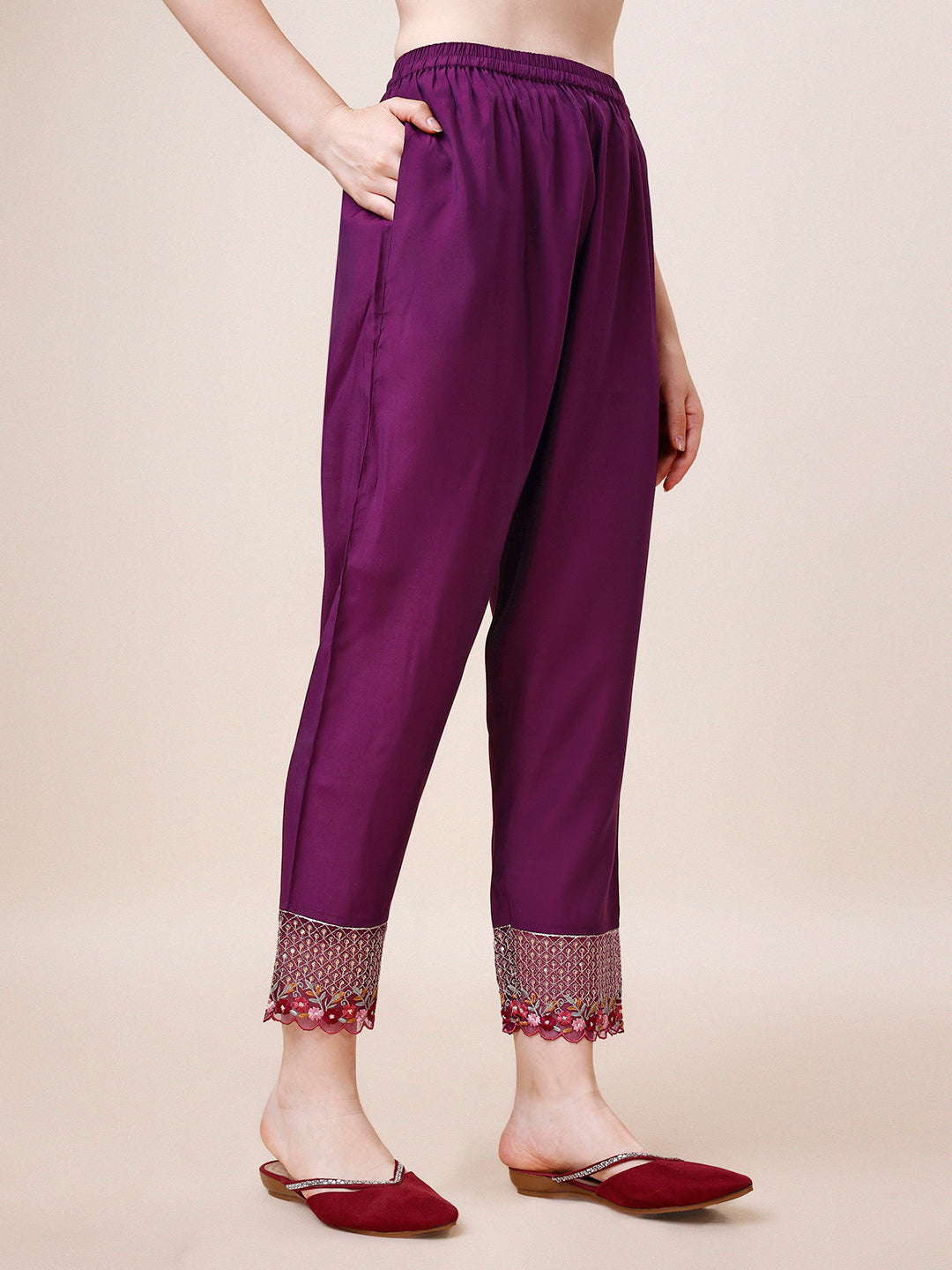 Premium Hand Embroidered Rayon Kurta Pant and Dupatta Set