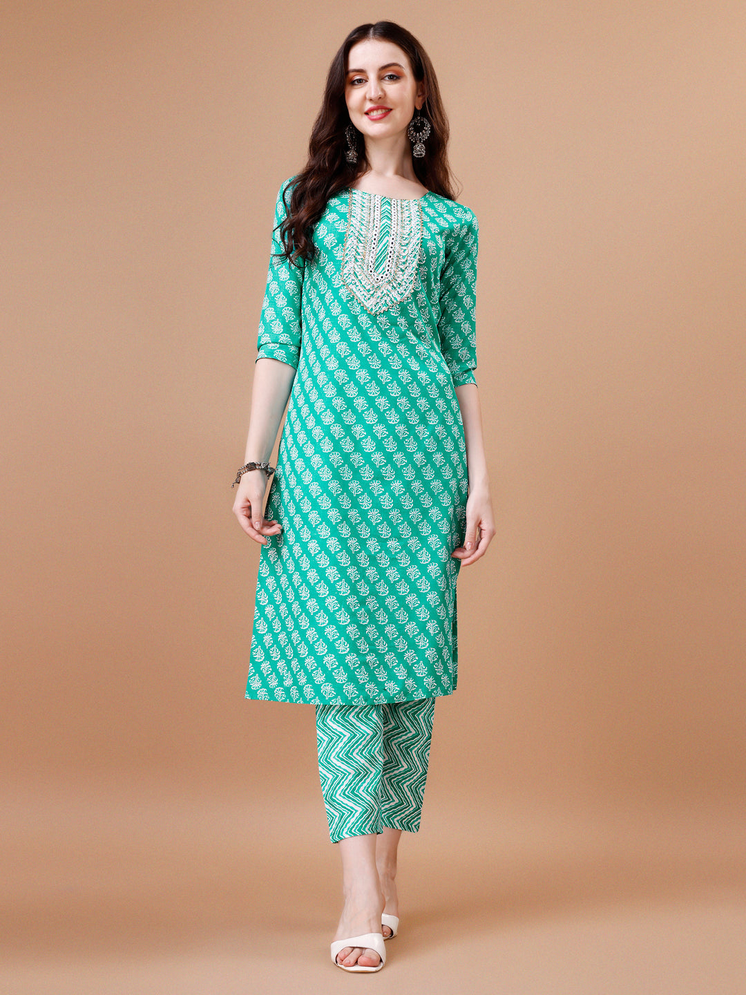 Embroidered & Floral Printed Kurta With Pant & Dupatta, Multicolor - Hiral Fashion