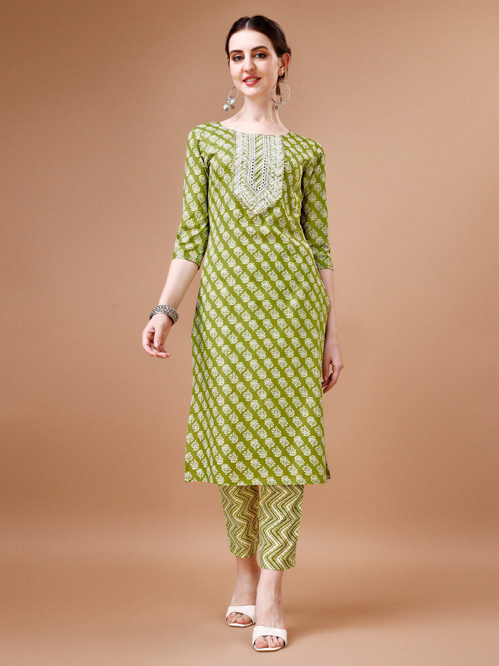 Embroidered & Floral Printed Kurta With Pant & Dupatta, Multicolor - Hiral Fashion
