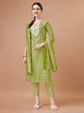 Embroidered & Floral Printed Kurta With Pant & Dupatta, Multicolor - Hiral Fashion