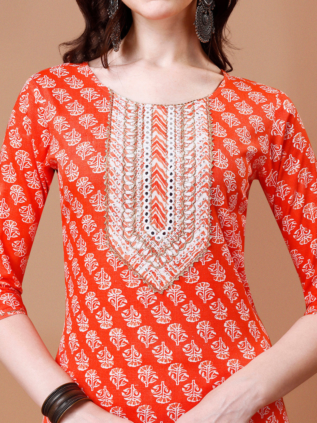 Multicolor Floral Embroidered Kurta Set with Pant and Dupatta