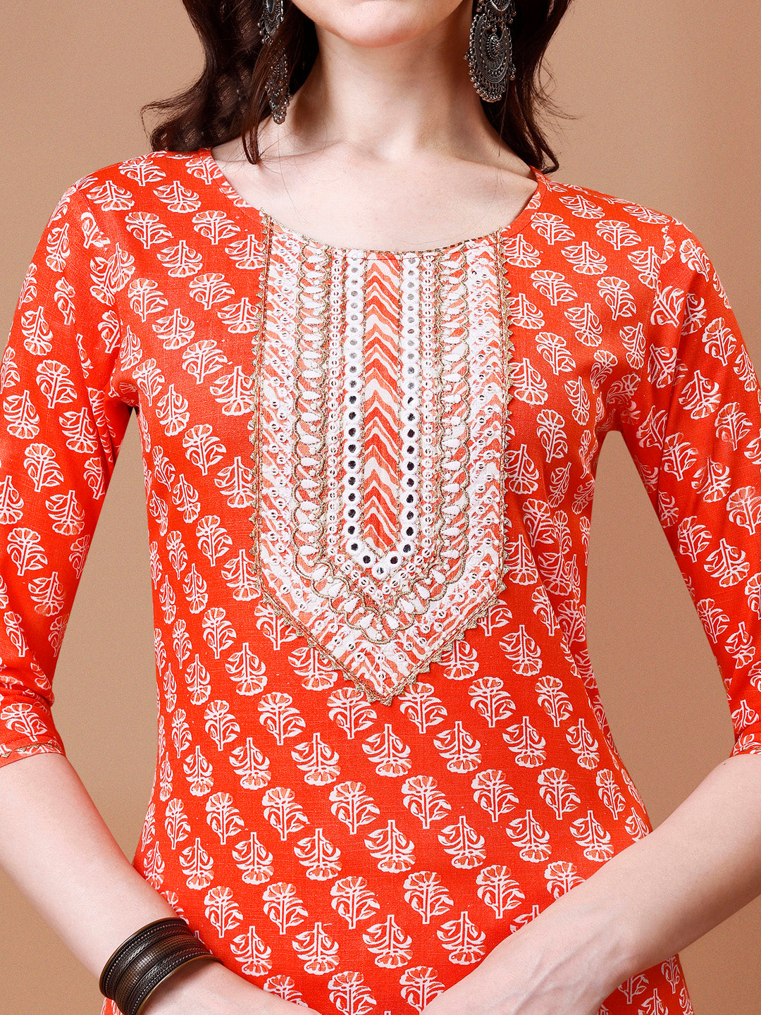 Multicolor Floral Embroidered Kurta Set with Pant and Dupatta