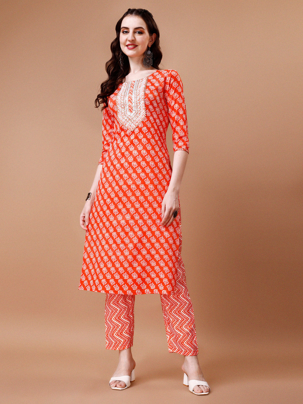 Multicolor Floral Embroidered Kurta Set with Pant and Dupatta