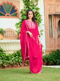 Stylish pink Nyra cut kurta with hand embroidery and 3/4th sleeves