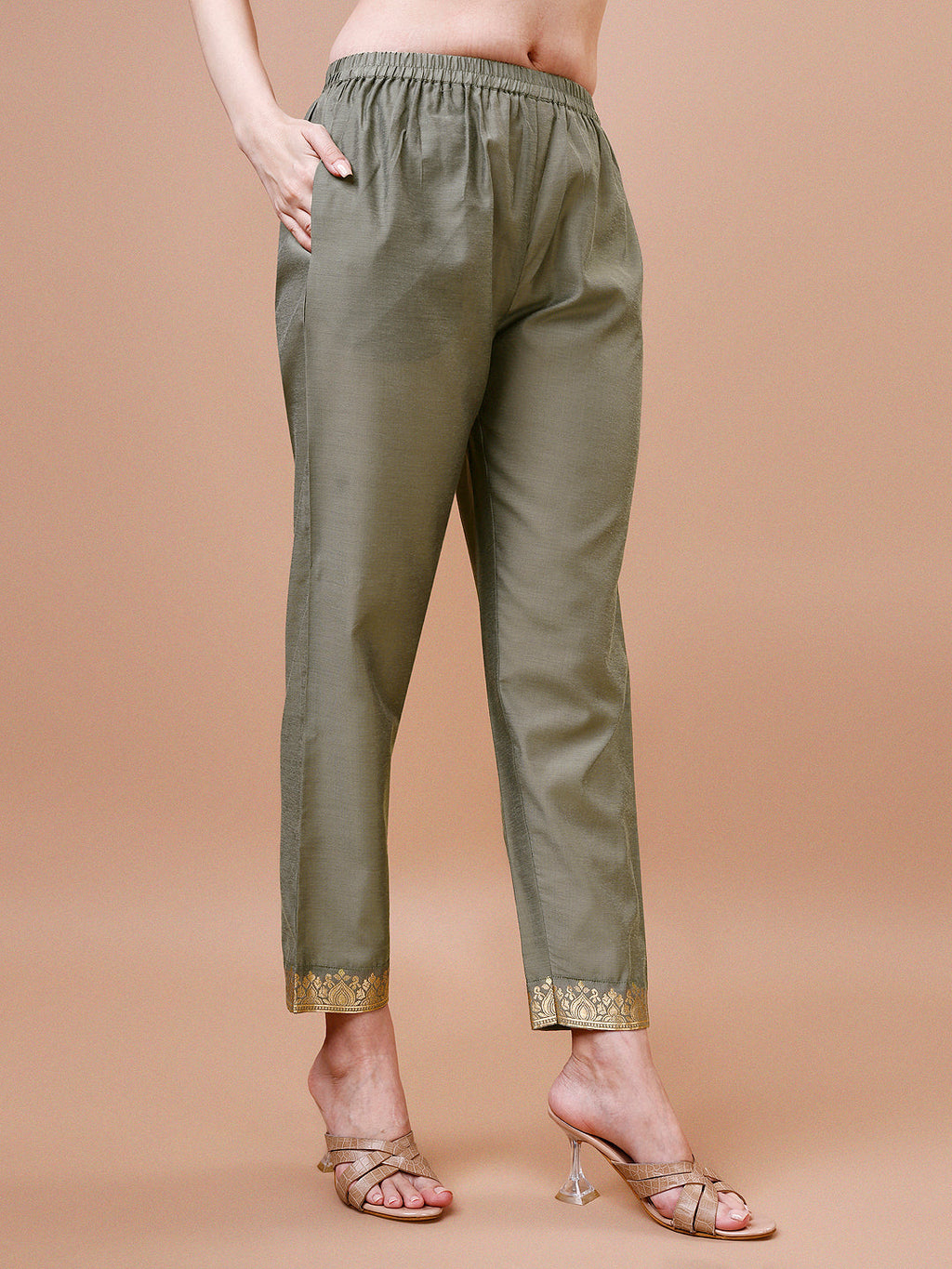 Multicolor Banarasi Chanderi Jacquard Kurta with Pant and Dupatta