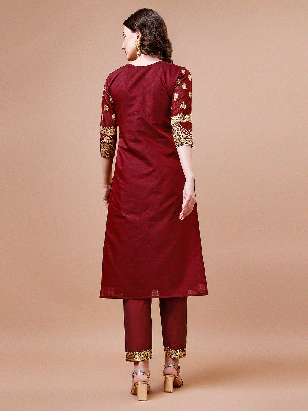 Multicolor Banarasi Chanderi Jacquard Kurta Set with Dupatta
