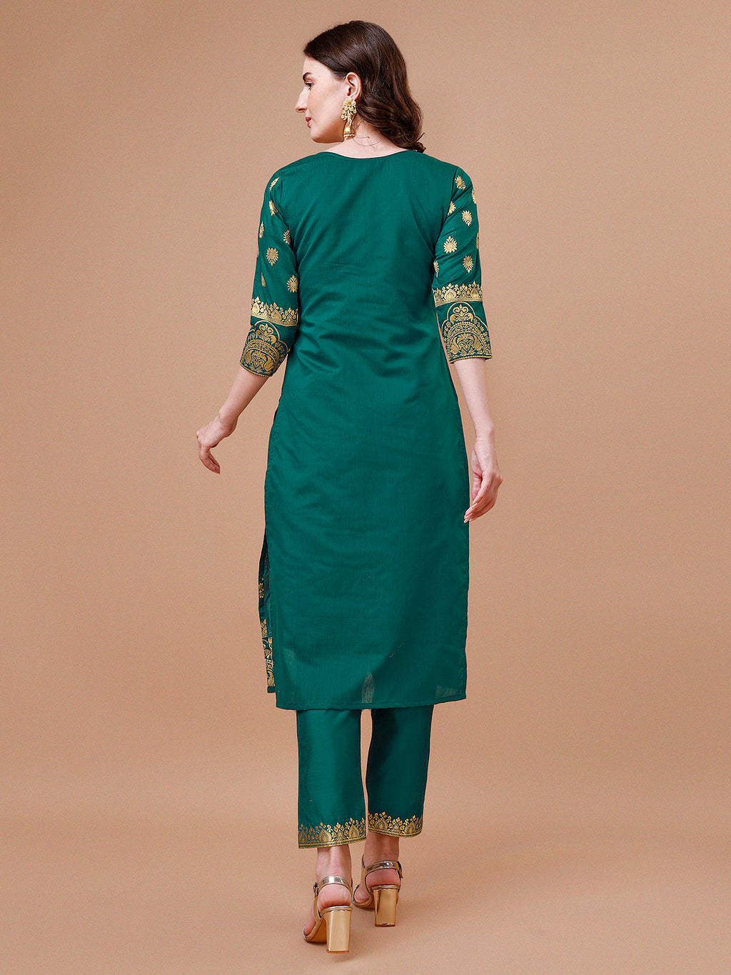 Multicolor Banarasi Chanderi Jacquard Kurta Set with Dupatta