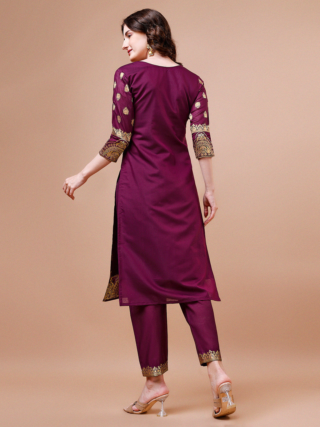 Multicolor Banarasi Chanderi Jacquard Kurta with Pant and Dupatta