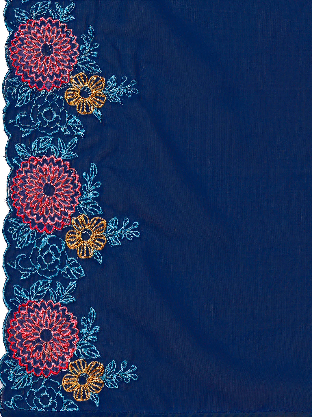 Placement Hand Embroidered Kurta With Pant & Organza Dupatta Set