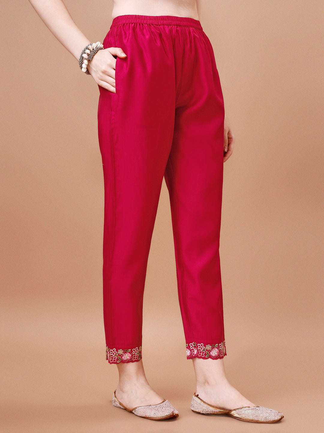 Multicolor Alia Cut Embroidered Kurta Set with Organza Dupatta