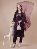 Multicolor premium Alia cut kurta set with embroidered details and organza dupatta