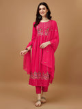 Nyra cut multicolor kurta with embroidered organza dupatta