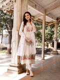 Multicolor Nyra cut floral embroidered kurta with organza dupatta and pants