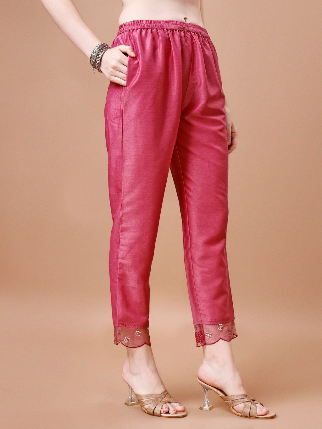 Hand Embroidered Rayon Kurta Set with Organza Dupatta