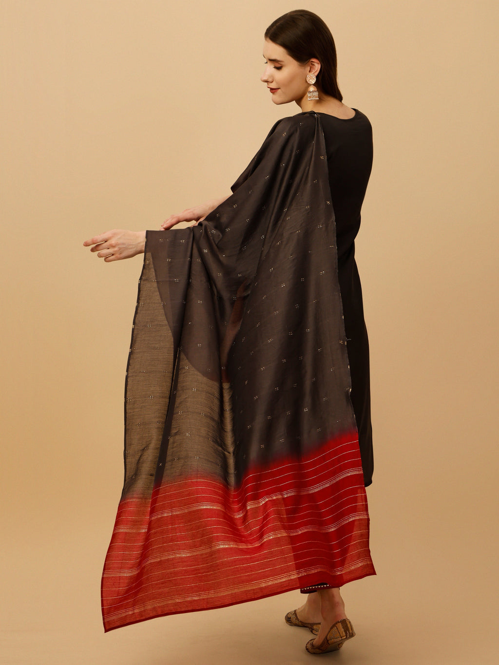 Multicolor Hand Embroidered Kurta With Pant And Dupatta Set