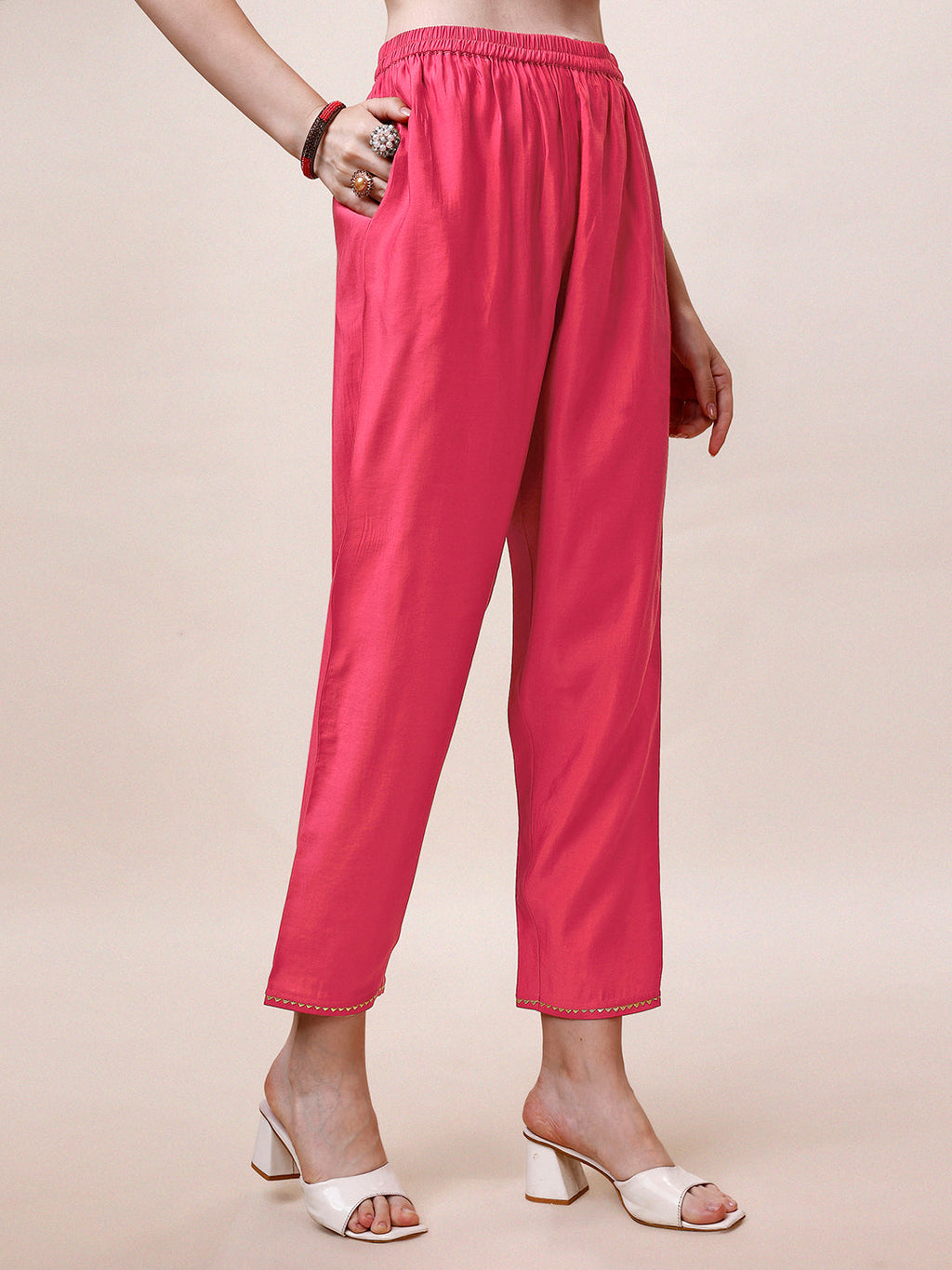Multicolor Embroidered Rayon Kurta Set with Pant and Dupatta