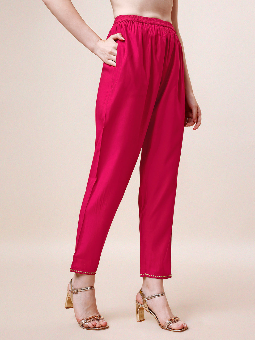 Multicolor Hand Embroidered Kurta Set with Pant and Dupatta