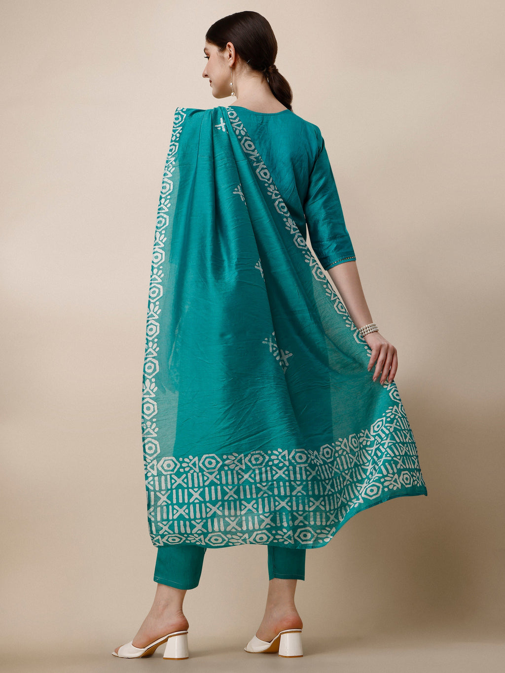 Embroidered Kurta With Pant And Dupatta Set, Multicolor - Hiral Fashion