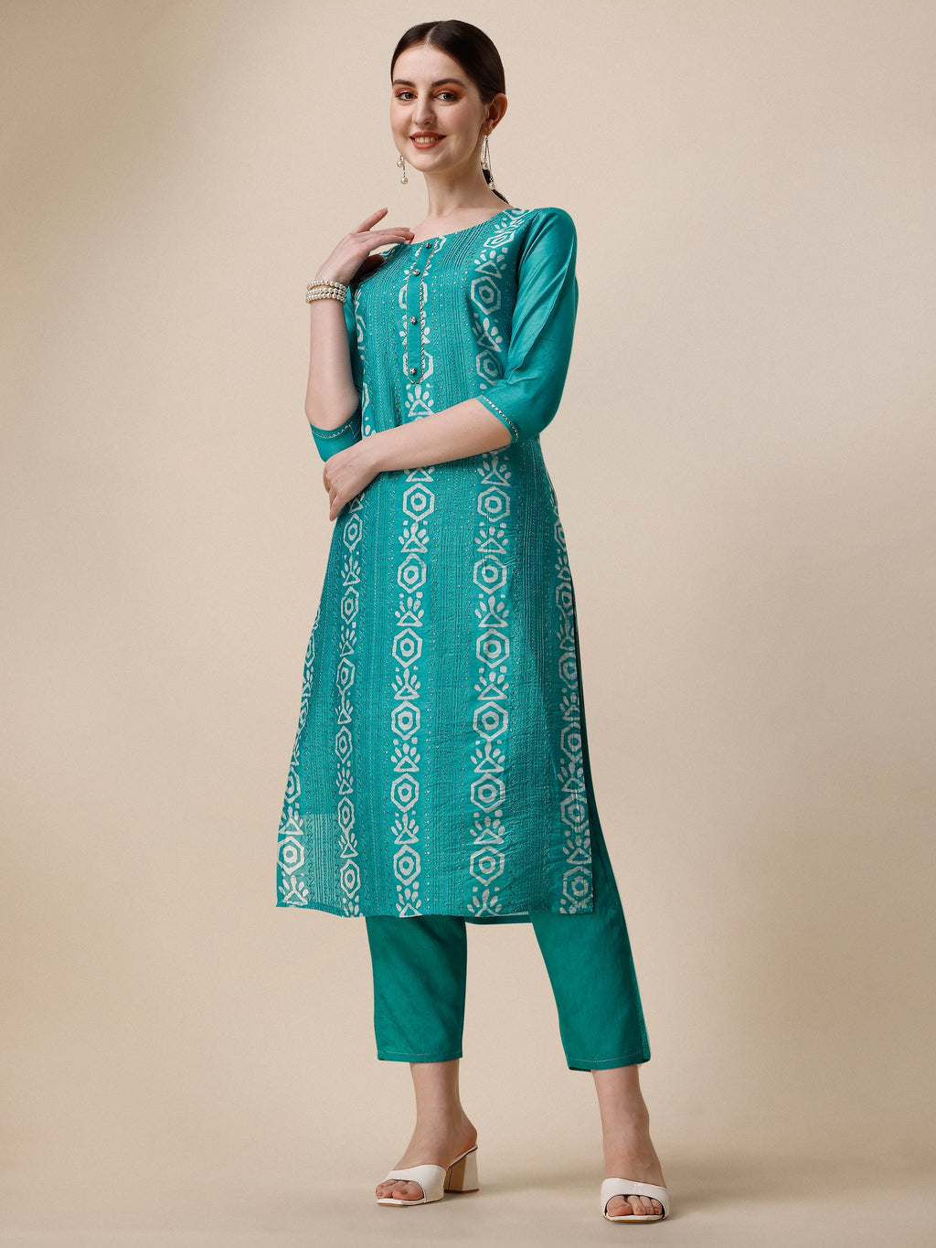 Embroidered Kurta With Pant And Dupatta Set, Multicolor - Hiral Fashion
