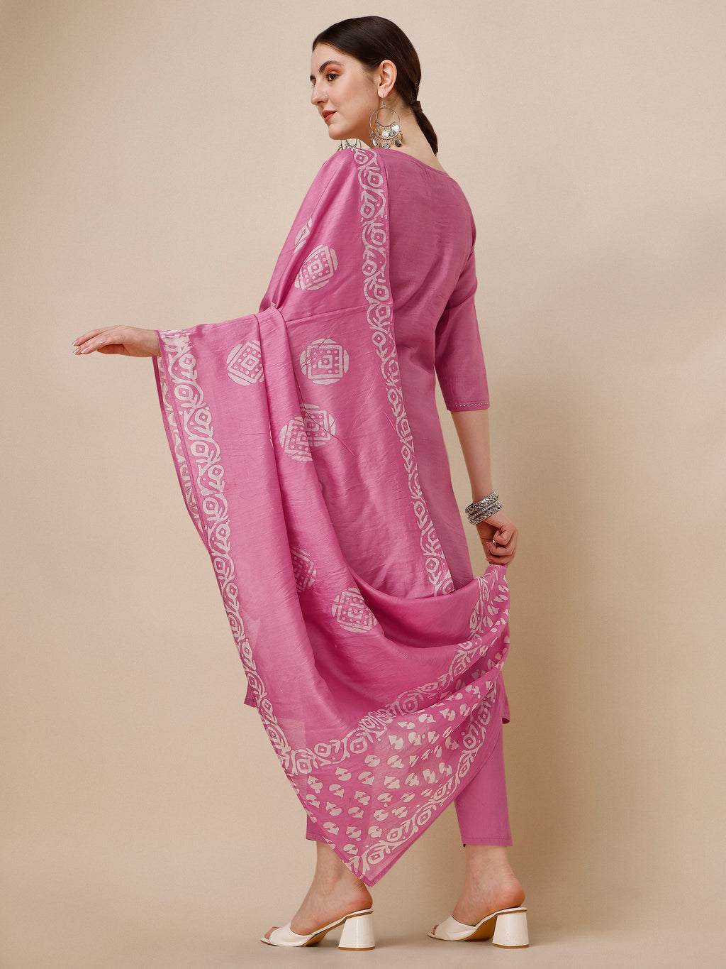 Multicolor Embroidered & Printed Kurta Set with Pant and Dupatta