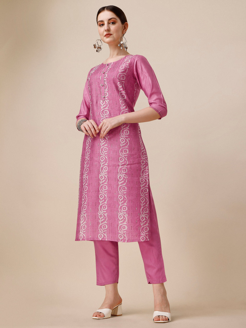 Multicolor Embroidered & Printed Kurta Set with Pant and Dupatta
