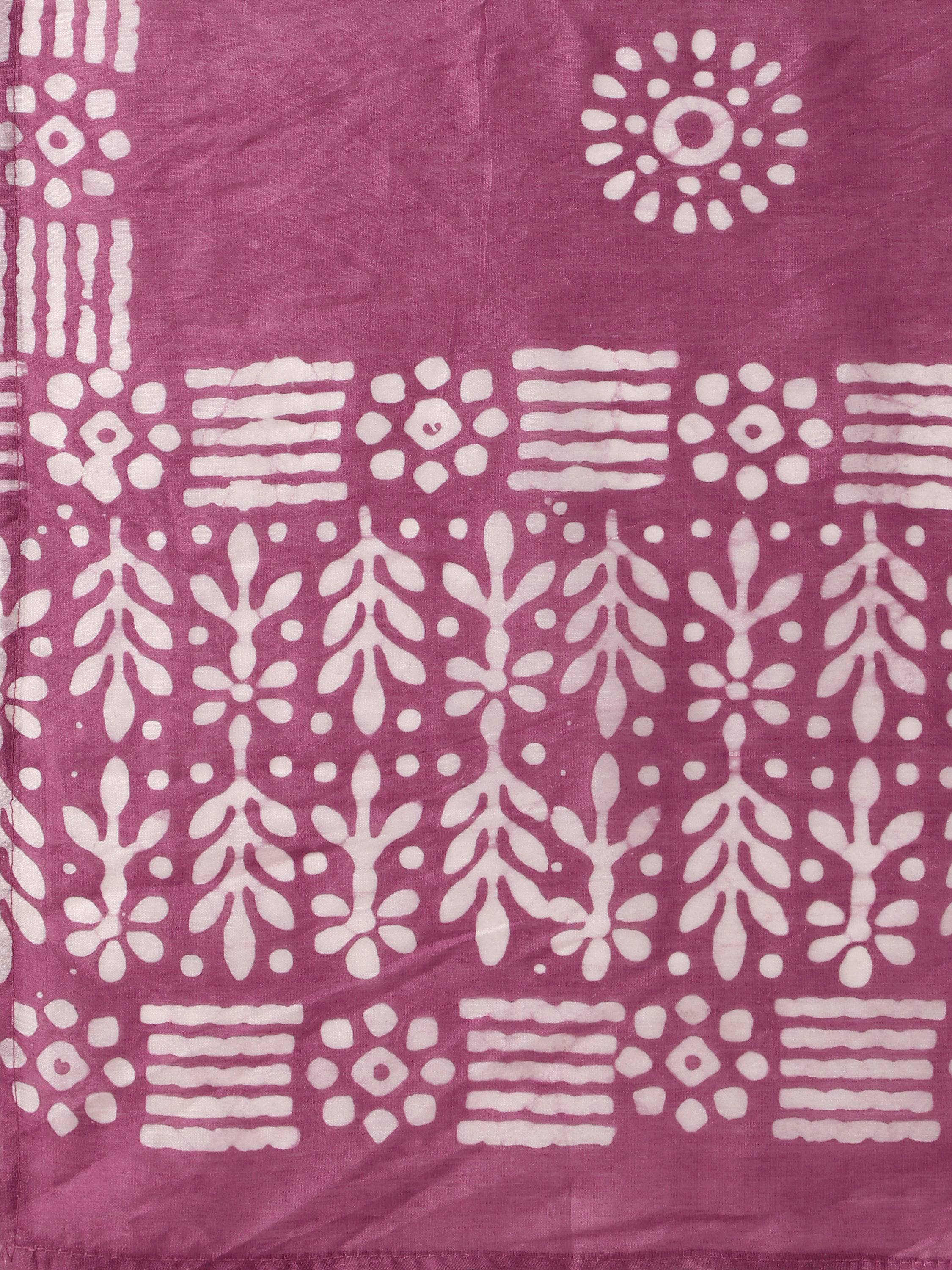 Multicolor Chanderi Bandhni Printed Kurta Set with Pant & Dupatta