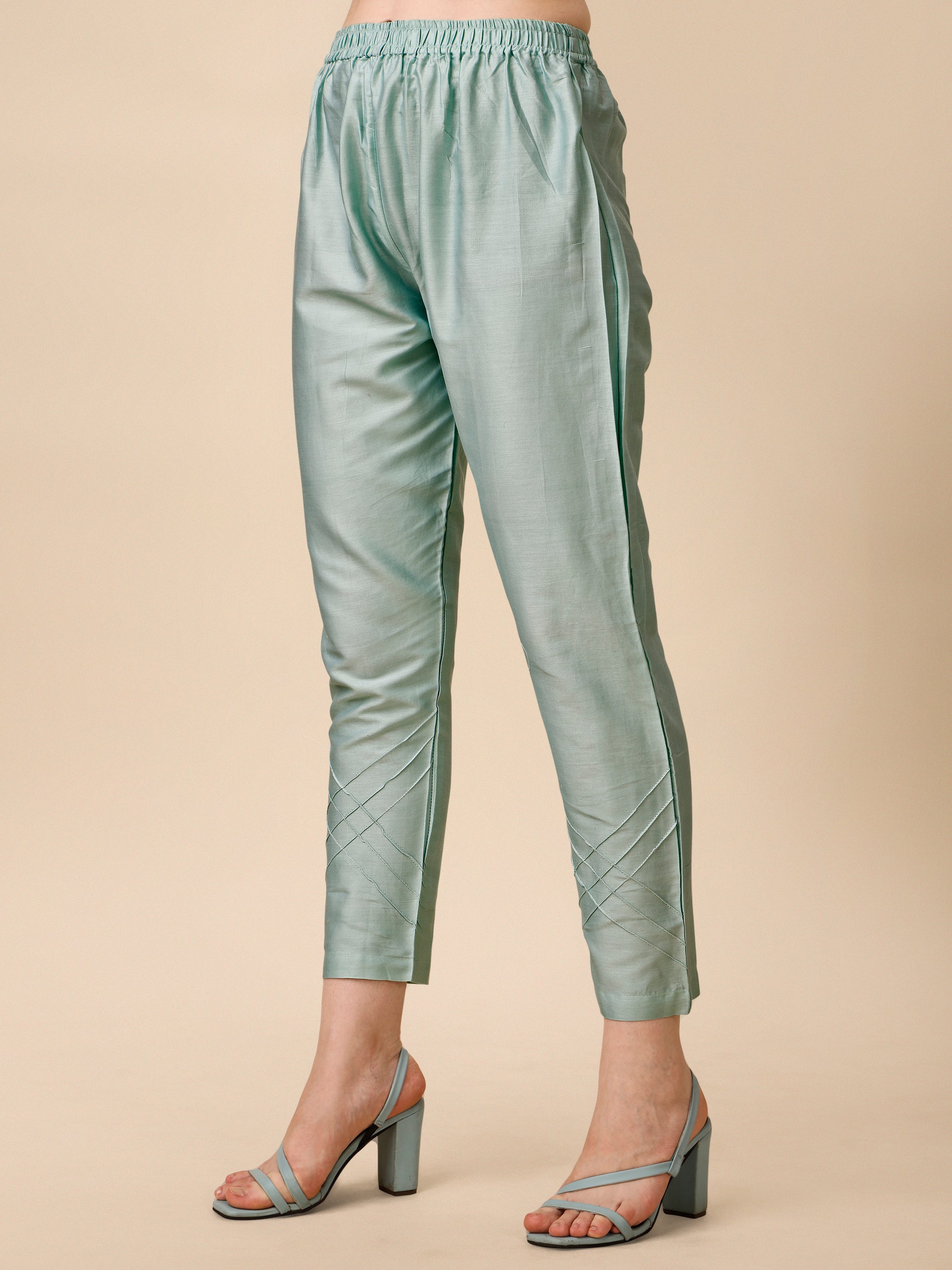 Hand Embroidered Kurta With Pant And Organza Dupatta Set, Multicolor - Hiral Fashion
