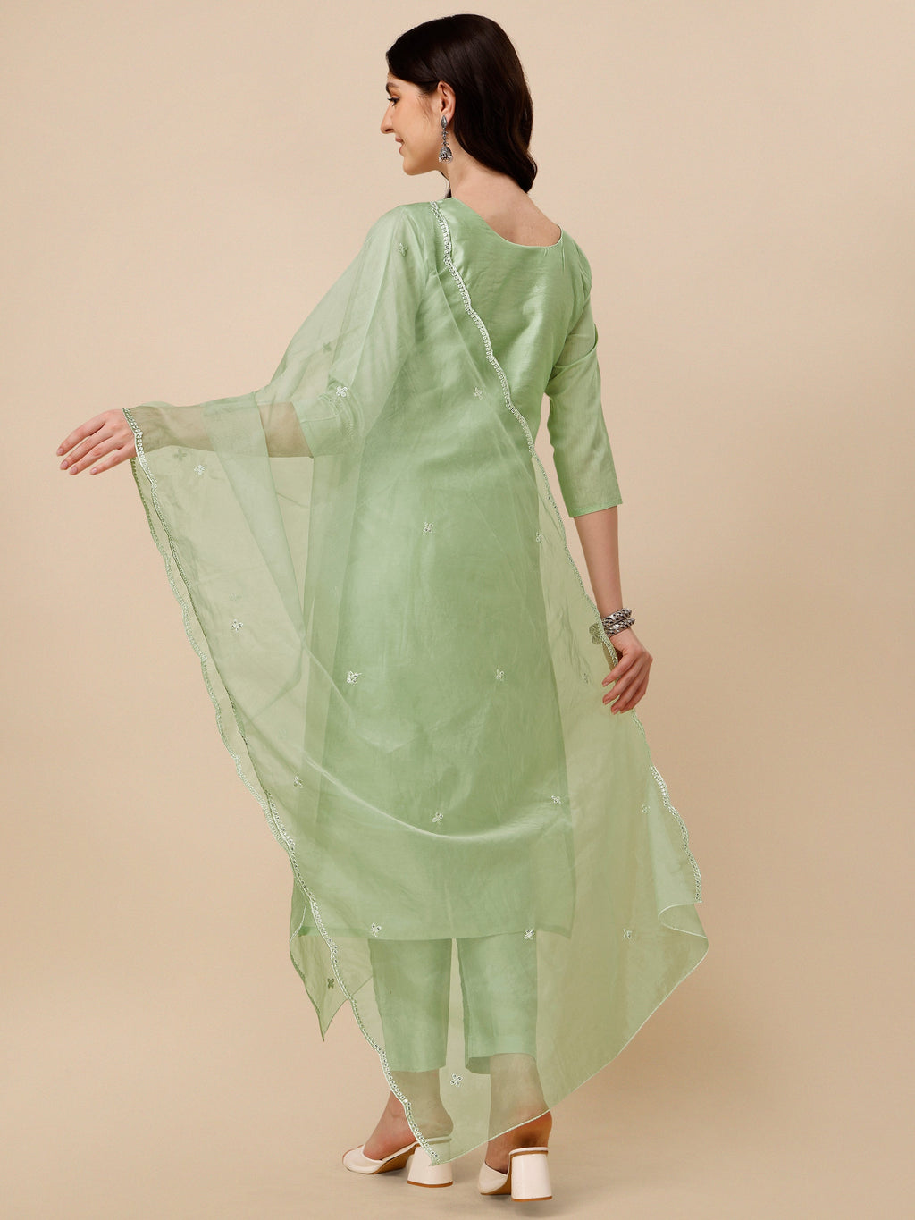Hand Embroidered Kurta With Pant And Dupatta Set, Multicolor - Hiral Fashion