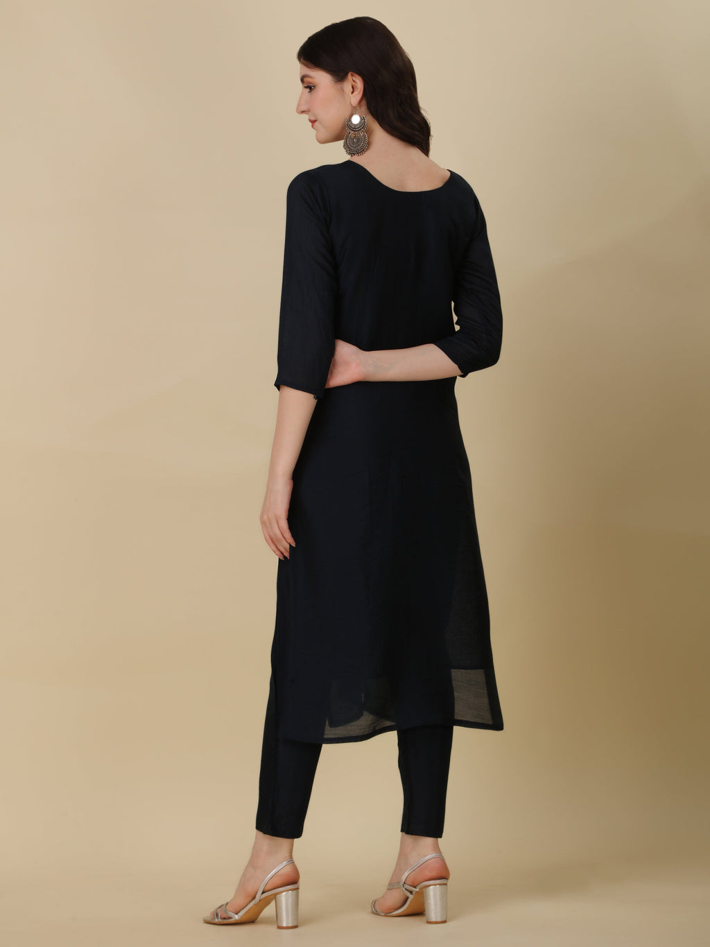 Multicolor Hand Embroidered Kurta Set with Dupatta and Pants