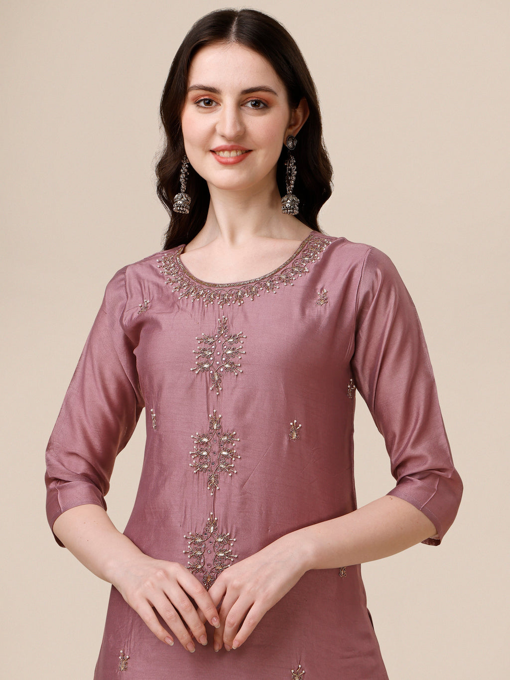 Hand Embroidered Multicolor Kurta Set with Pant and Dupatta