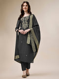Embroidered Kurta With Pant And Dupatta Set, Multicolor - Hiral Fashion