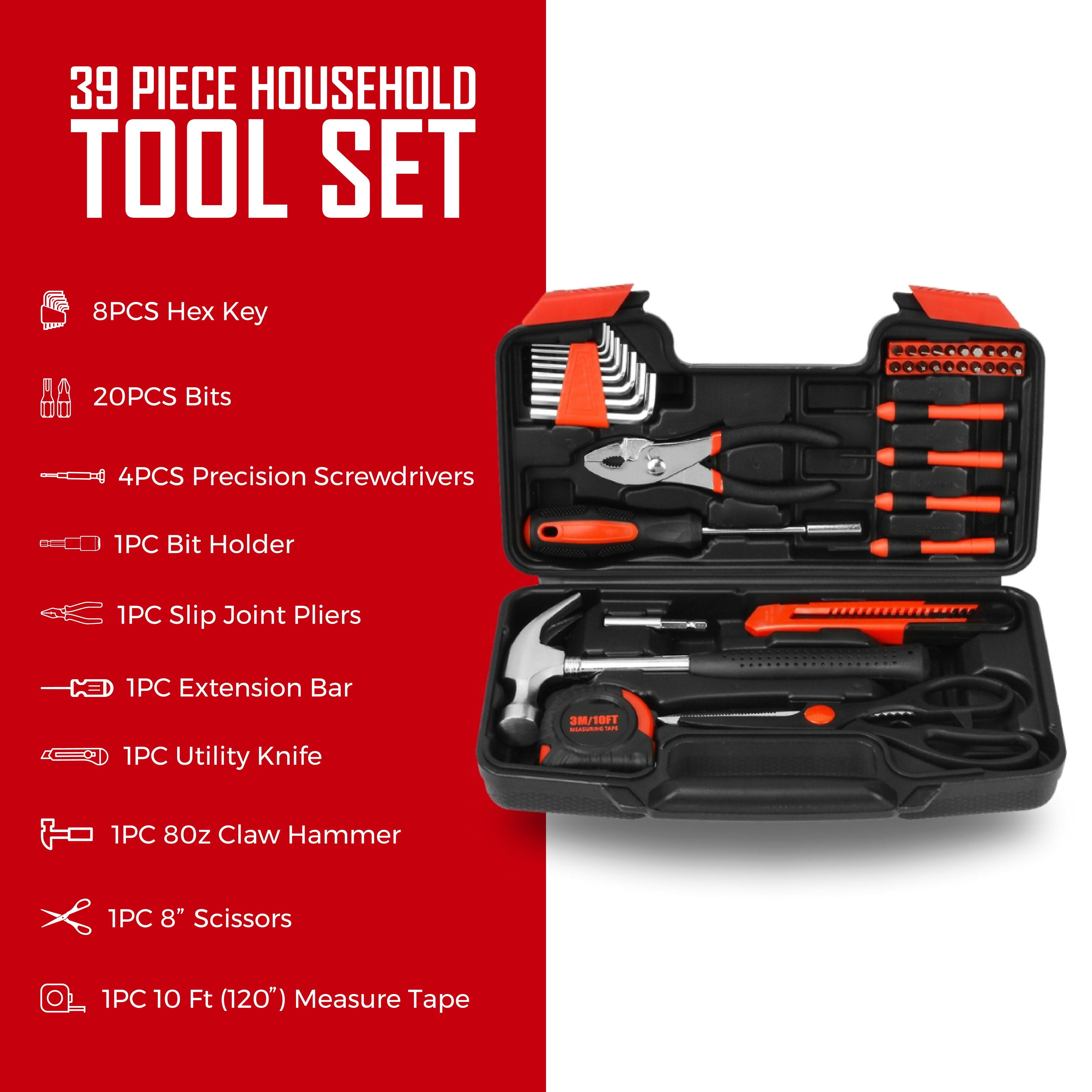 All-in-One Home Project Powerhouse: Pursonic 21V Cordless Drill, Handy Solutions 39-Piece Tool Kit, and Ultra Bright Flashlight