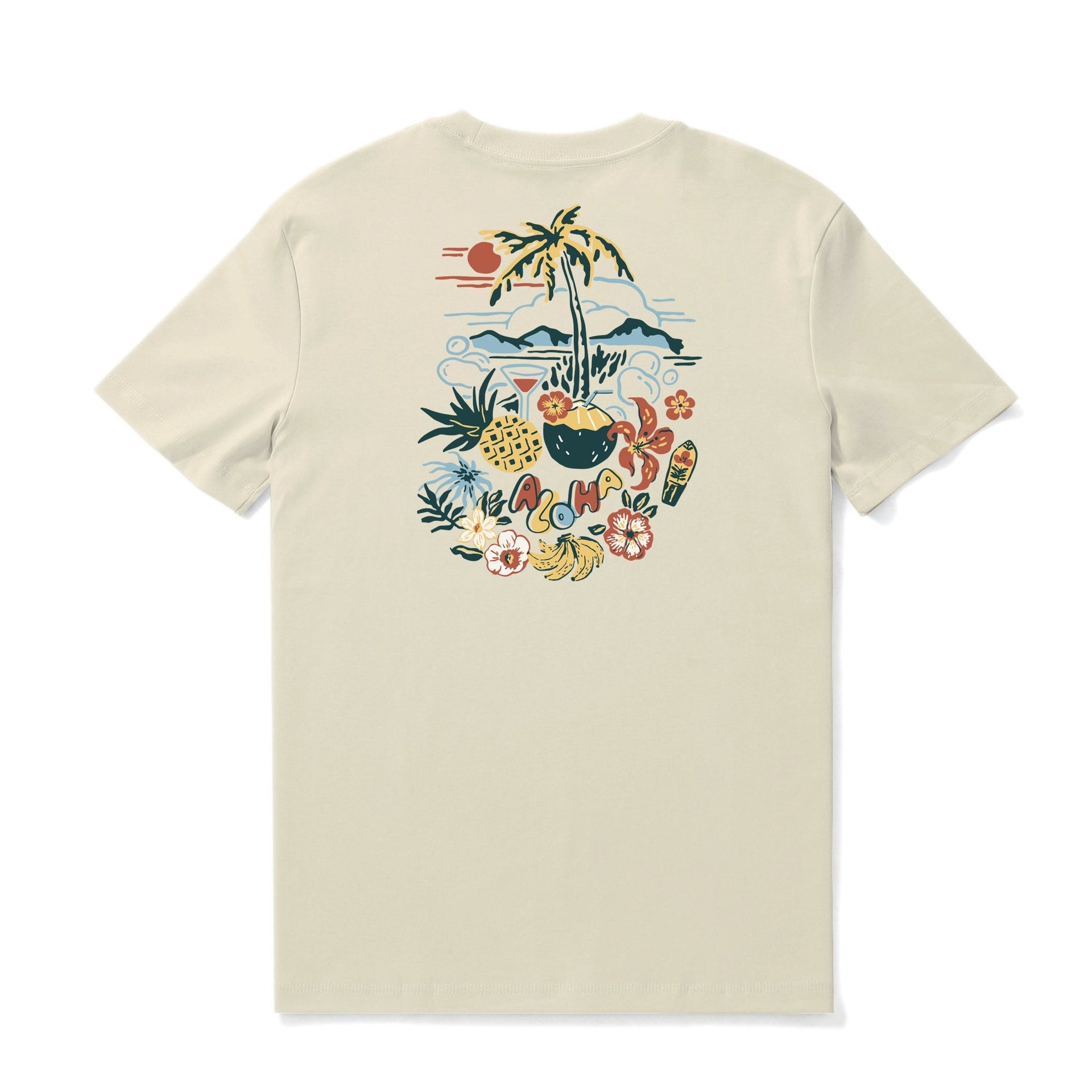 Men's Sunset Palms graphic crew neck tee made from 100% cotton