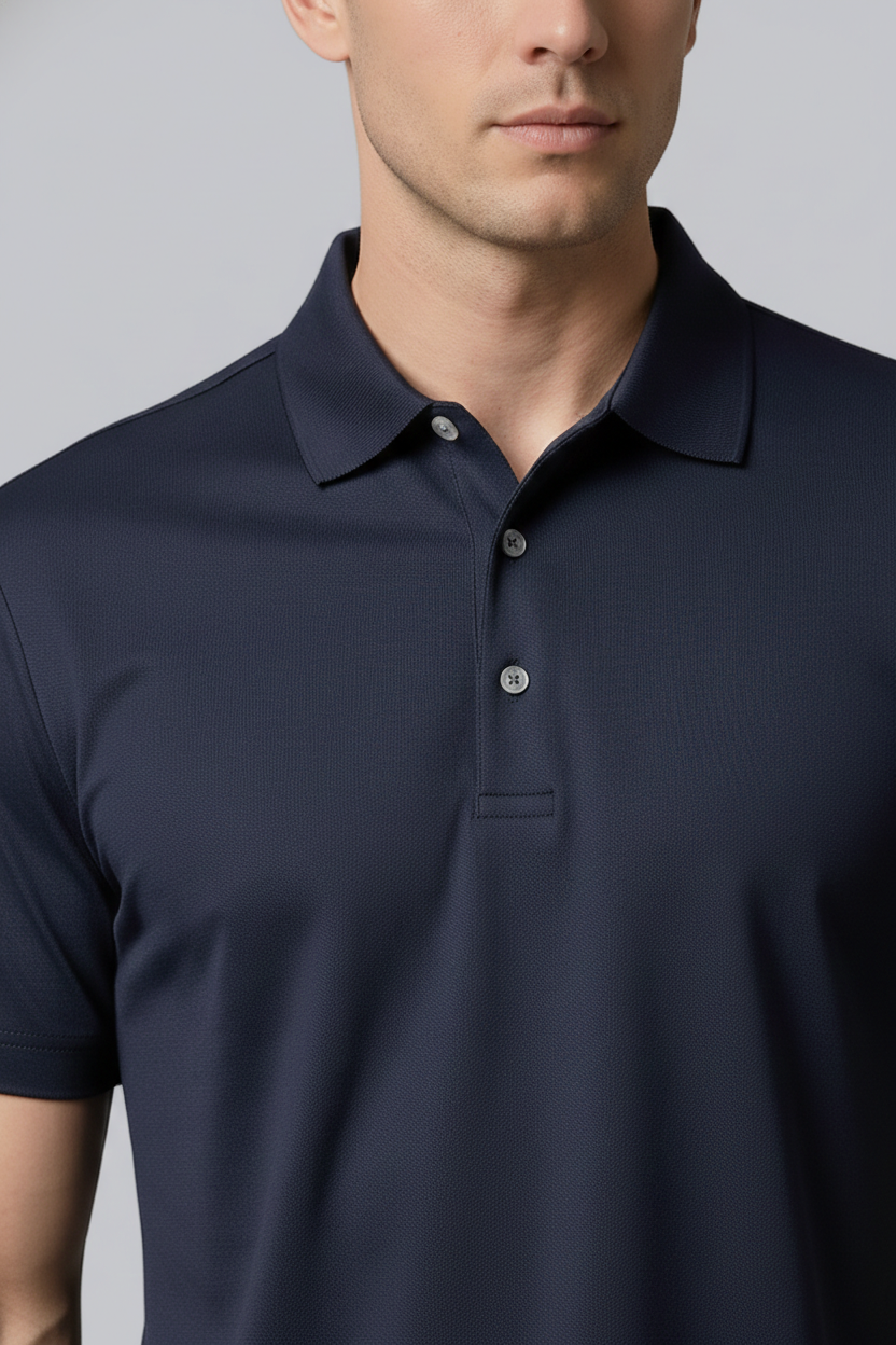 Mens UPF 50 Performance Polo Shirt in Navy Blue - Image 2